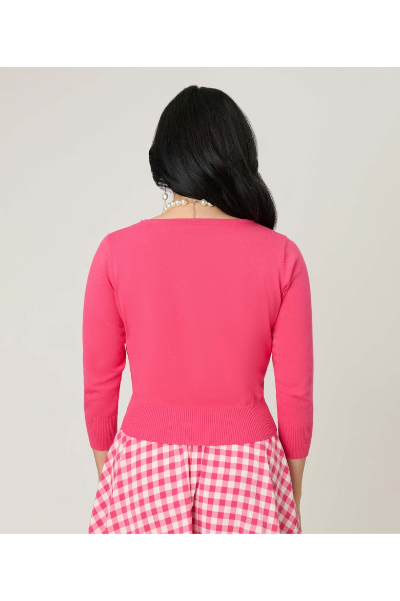 1950s Crop Knit Cardigan, Alternate, color, Pink Embroidered Angel