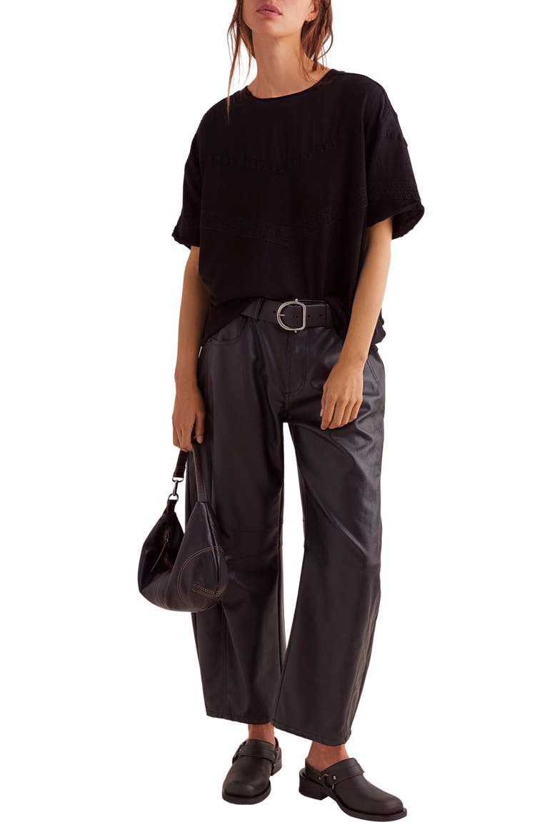 Dorothy Lace Trim Oversize Cotton T-Shirt, Alternate, color, BLACK