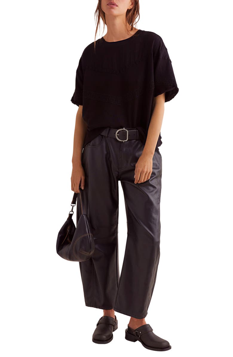 Free People Dorothy Lace Trim Oversize Cotton T-Shirt, Alternate, color, 