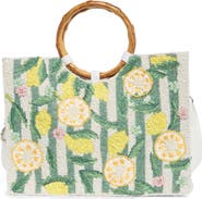 Collection XIIX Lemon Beaded Ring Handle Tote Bag