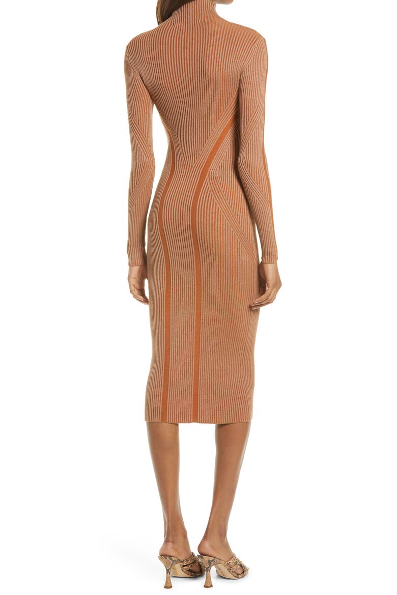 Simona Long Sleeve Rib Sweater Dress, Alternate, color, GLAZED GINGER/ CAMEL