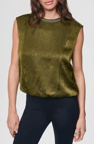 DKNY Chain Sleeveless Crinkle Satin Top