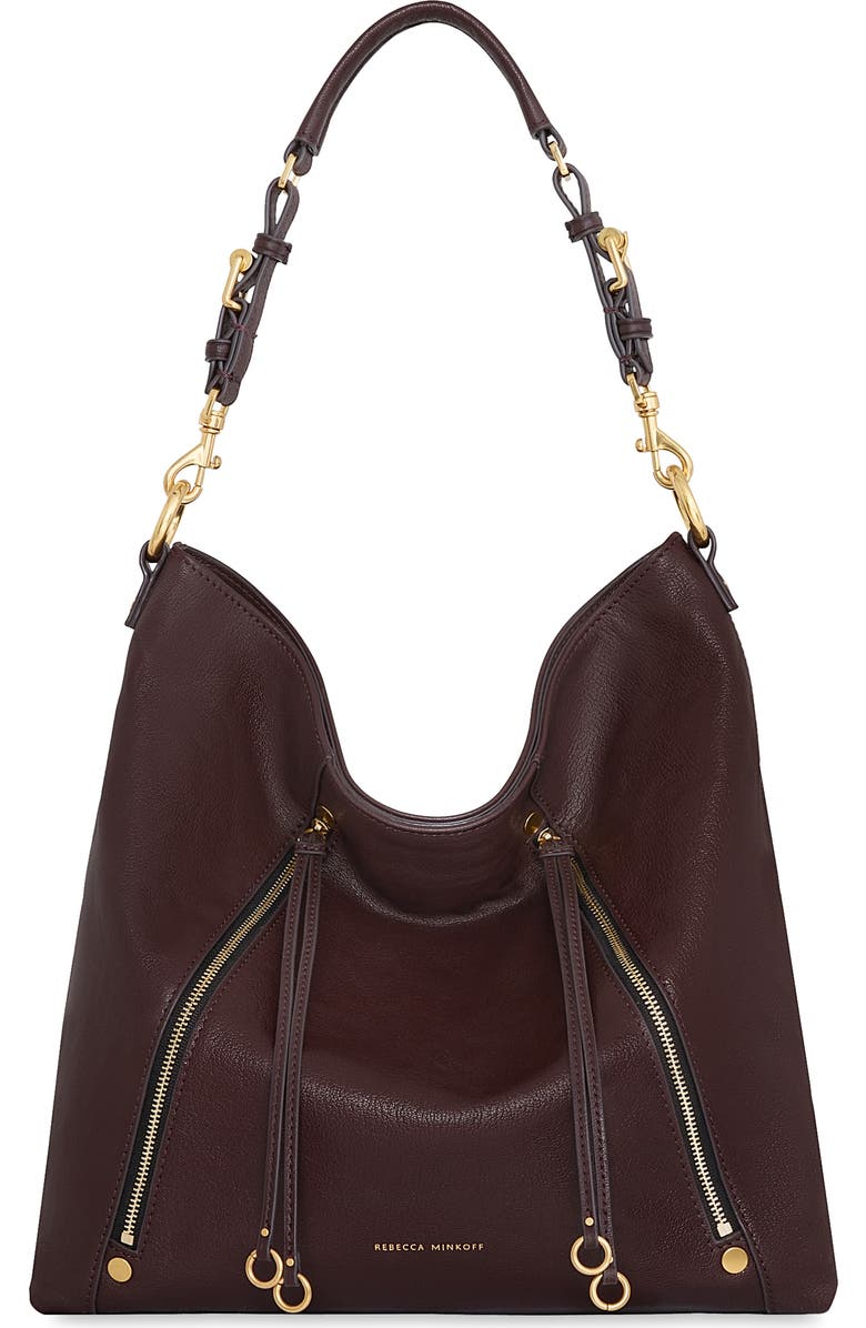 Rebecca Minkoff Rivington Leather Hobo Bag, Main, color, Sable