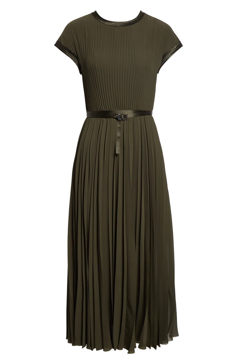 Jason Wu Collection Pleated Chiffon Midi Dress, Alternate, color, Hunter Green