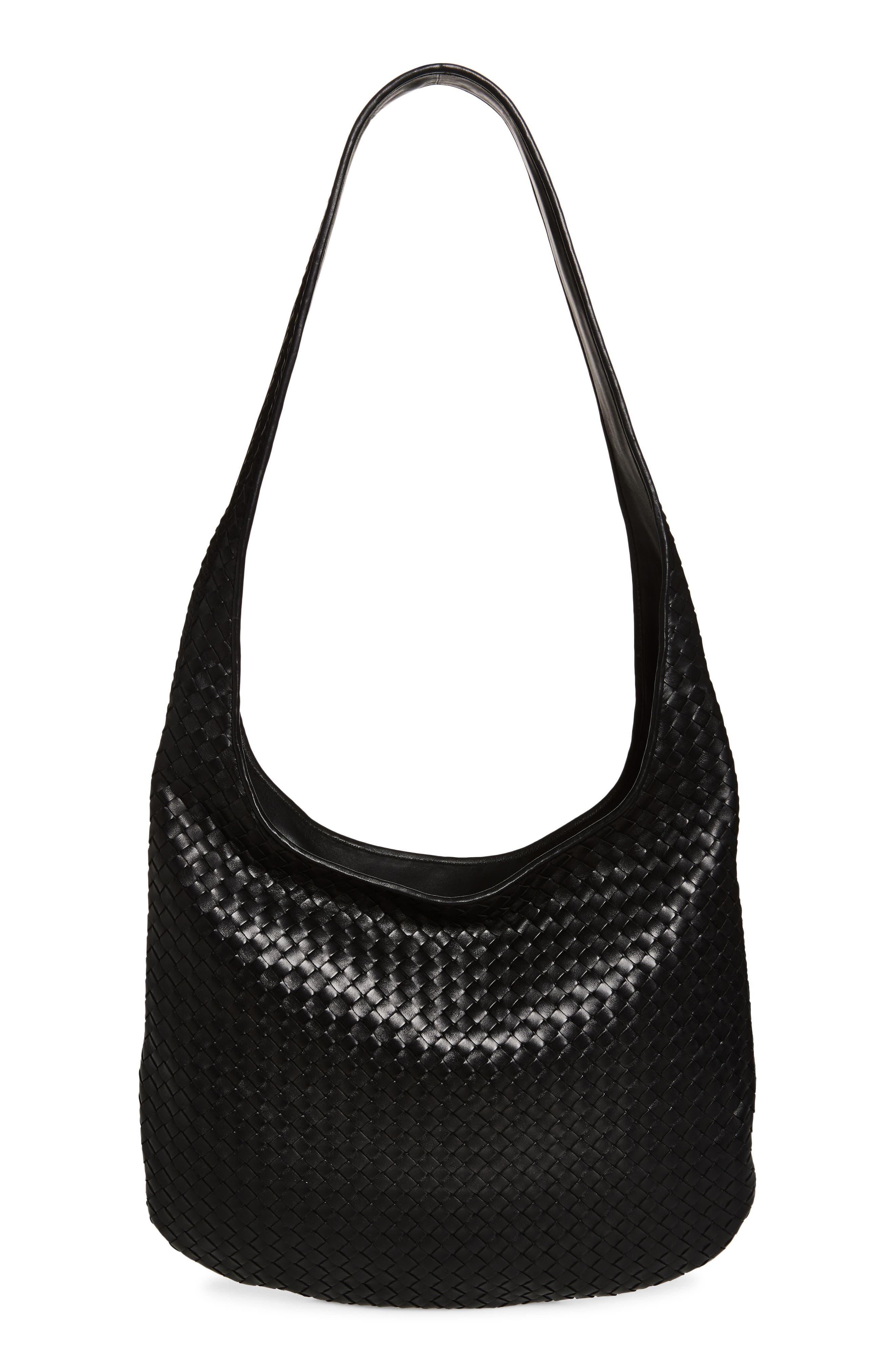 Bottega Veneta Veneto Intrecciato Leather Tote Bag, Main, color, 8803 Black/ Silver