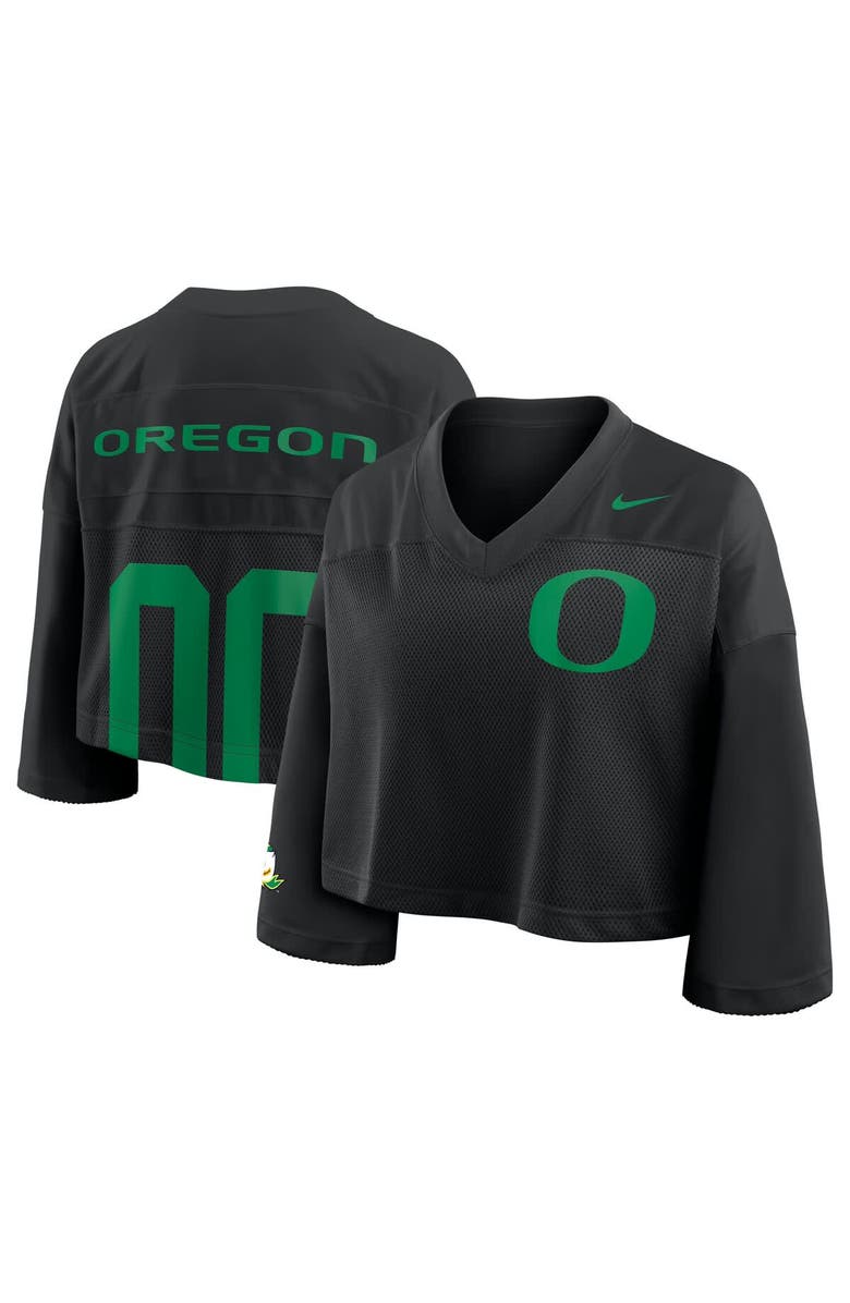 Nike Women's Nike Black Oregon Ducks Cropped Mesh Fashion Jersey, Main, color, Black