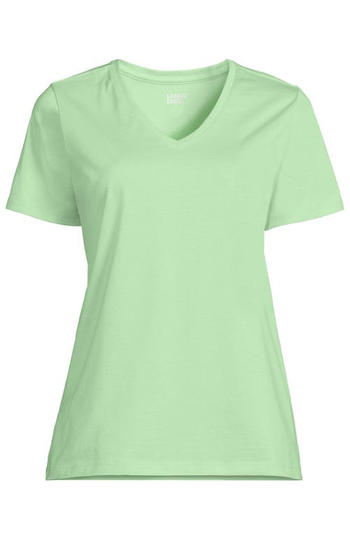 Lands' End Plus Size Relaxed Supima Cotton V-neck T-shirt In Icy Mint Green