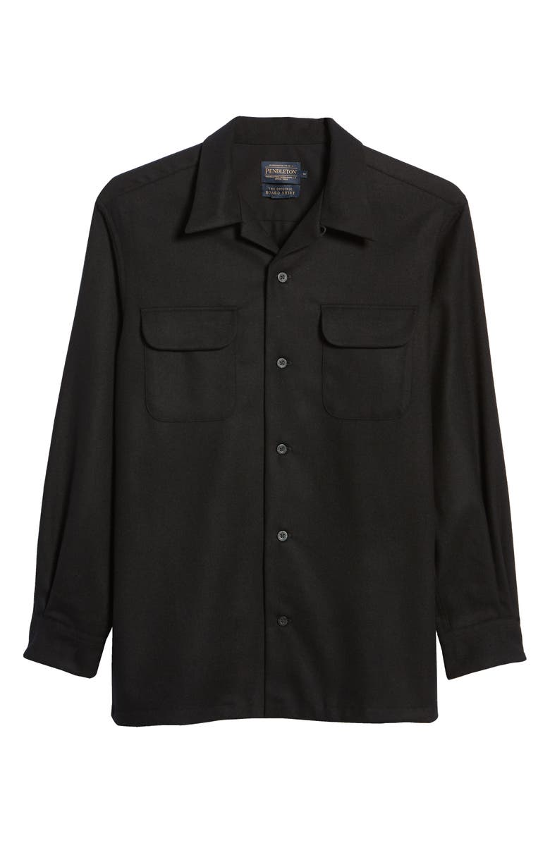 Pendleton Board Regular Fit Wool Shirt, Alternate, color, Black
