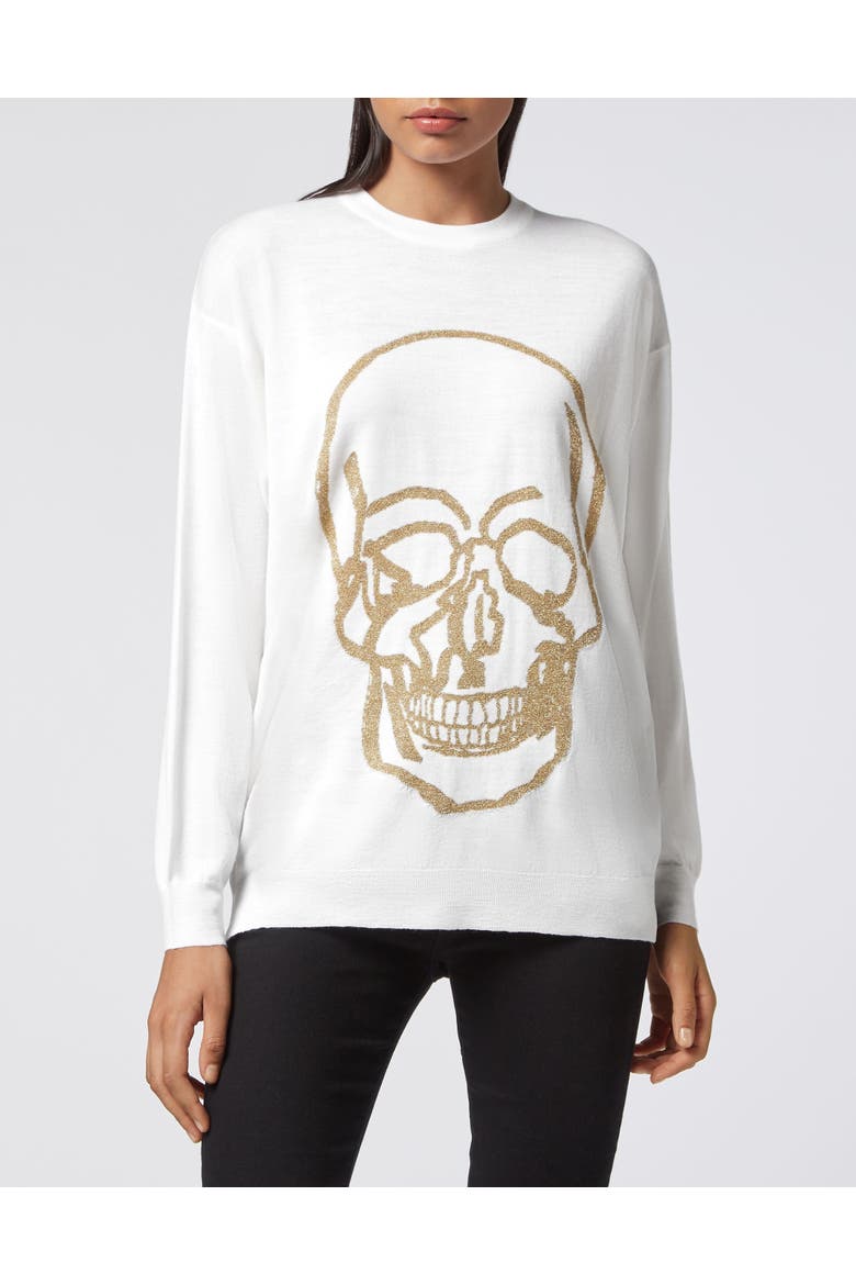 Pullover Round Neck Women, Main, color, white