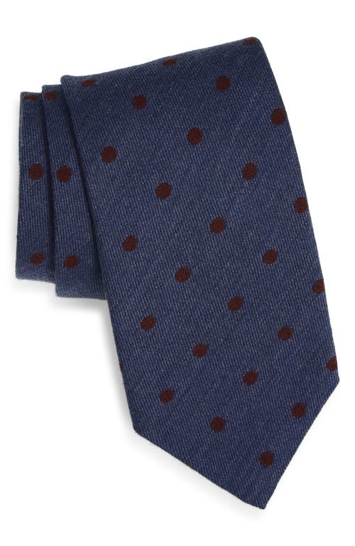 David Donahue Polka Dot Wool & Cashmere Tie In Blue