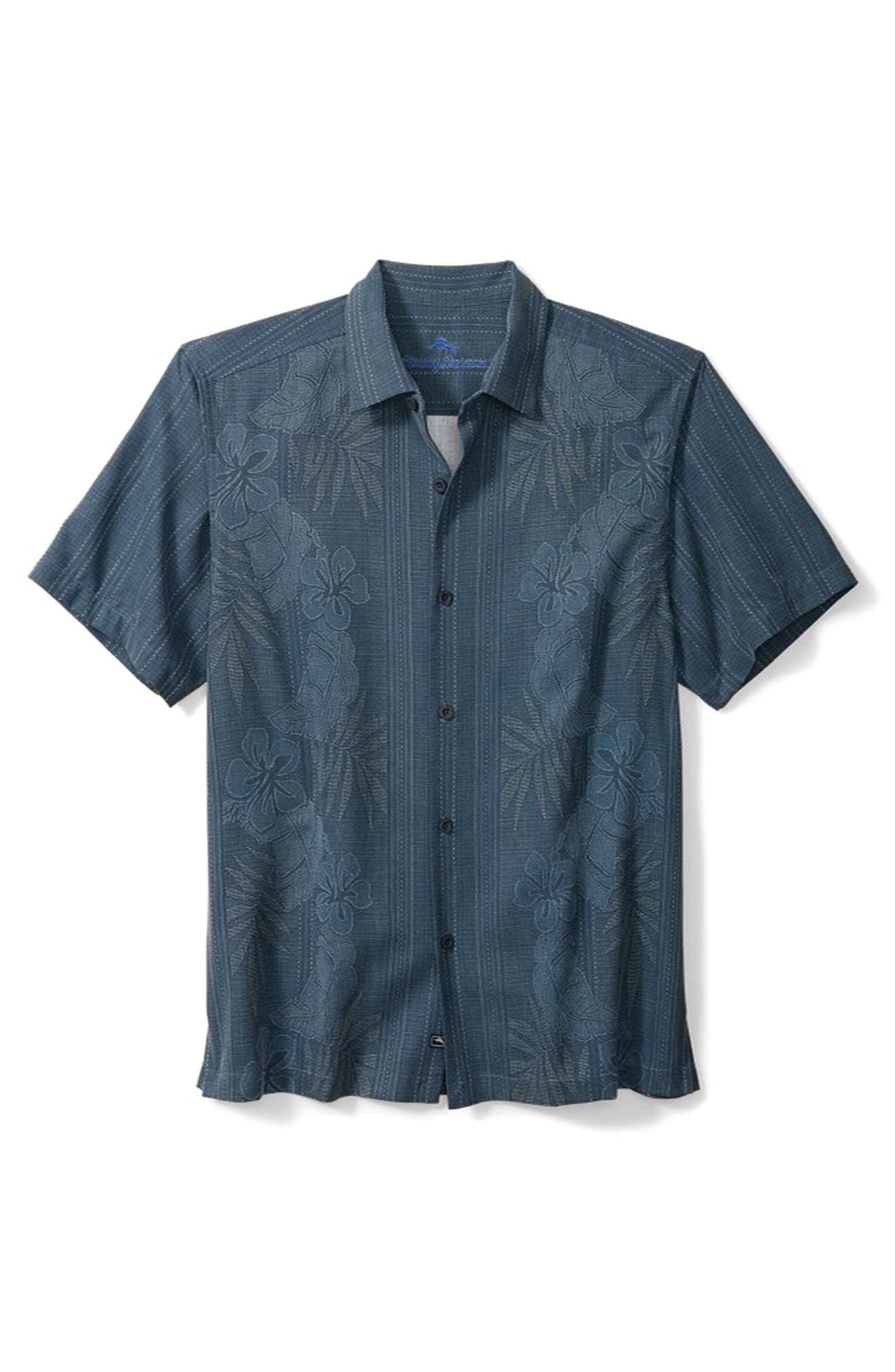 Tommy Bahama Bali Border Floral Jacquard Short Sleeve Silk Button-Up Shirt