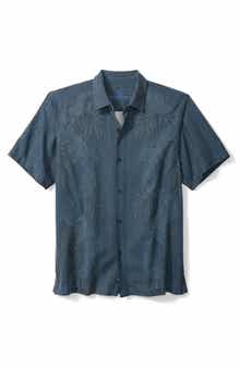 Tommy Bahama Bali Border Floral Jacquard Short Sleeve Silk Button-Up Shirt