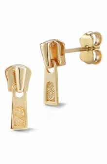 Ember Fine Jewelry 14K Yellow Gold Zipper Pull Stud Earrings