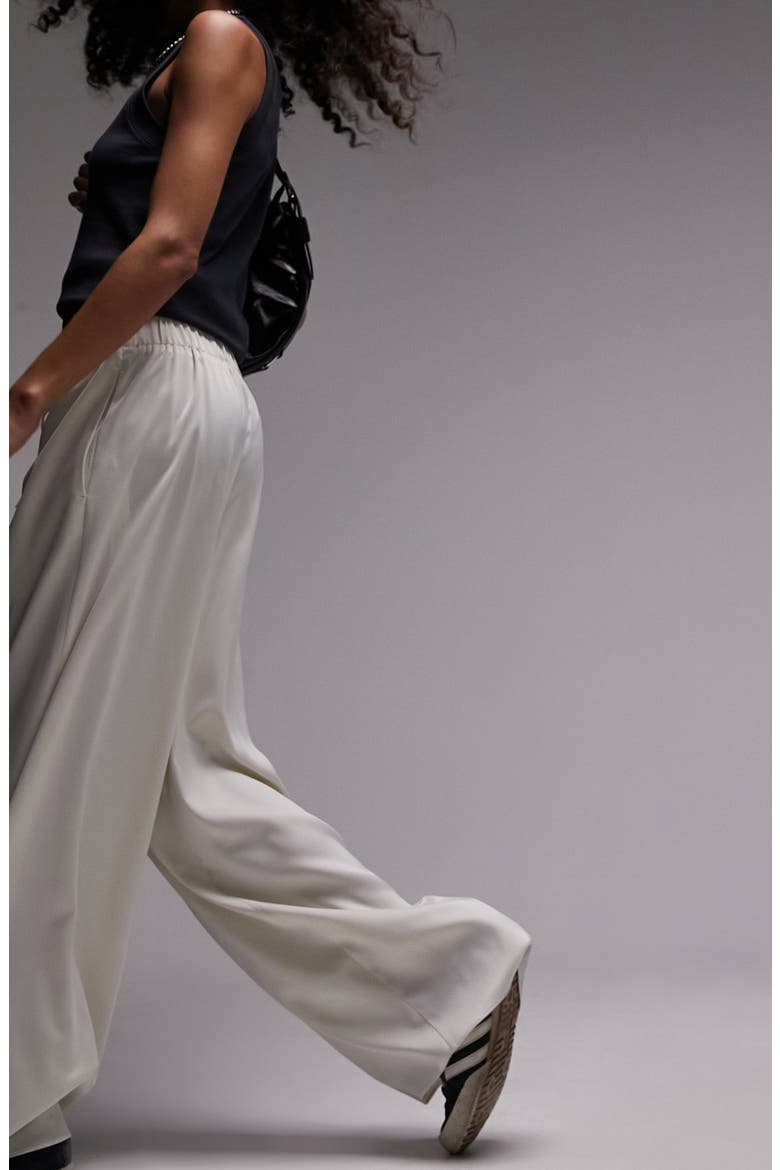 Satin Wide Leg Trousers, Alternate, color, GOLD
