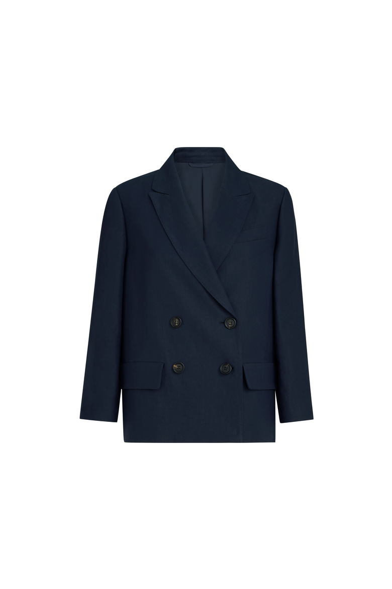 Fluid twill blazer with monili, Alternate, color, Blue