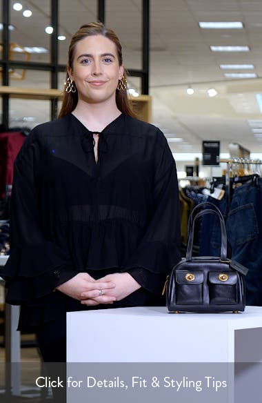 Twin Turnlock Leather Top Handle Bag