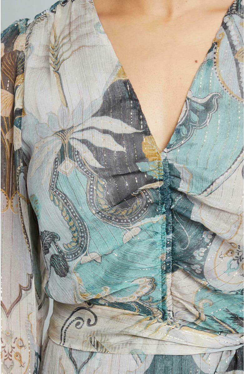 Santorelli BLAIRE Midi Dress in Printed Silk Crinkle Chiffon, Alternate, color, 