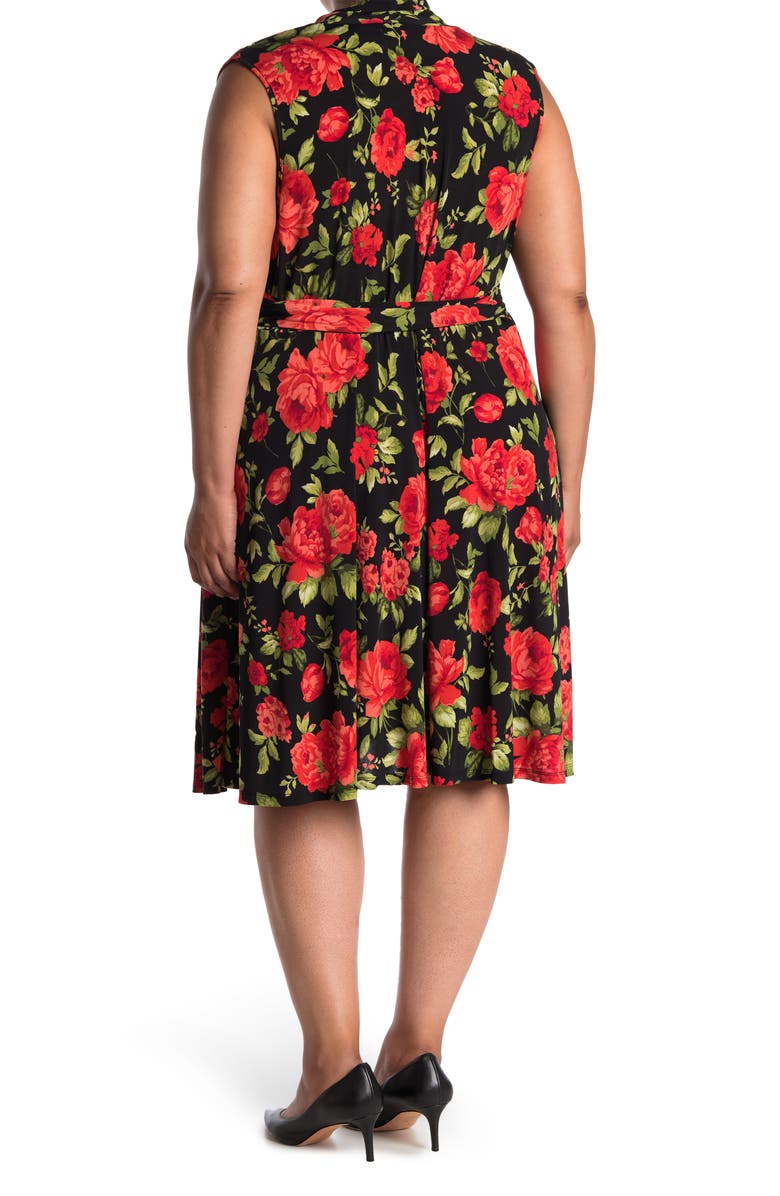 Love By Design Prescott Fit & Flare Belted Knee Length Dress, Alternate, color, Carnation