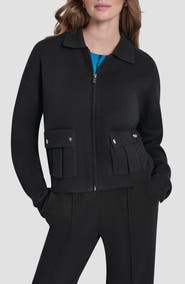 DKNY Collared Zip Cardigan