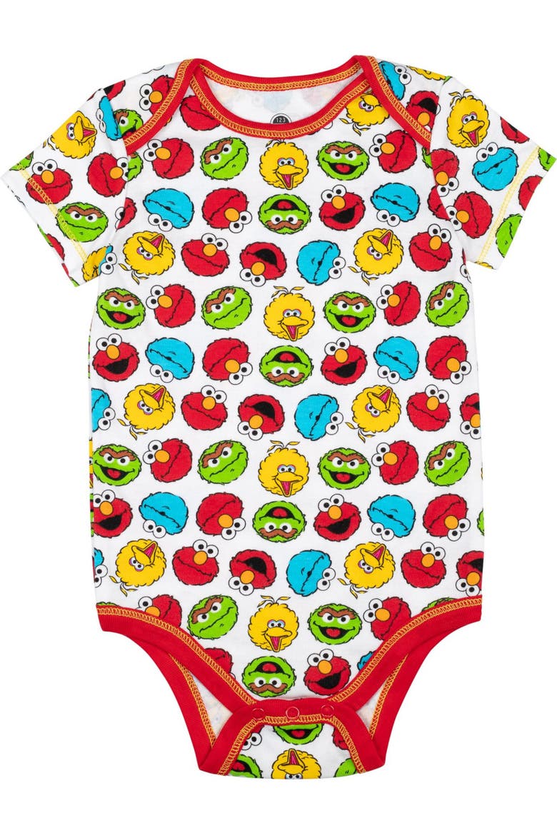 5-Pack One Piece Short Sleeve Bodysuits, Alternate, color, Red Blue Green Yellow