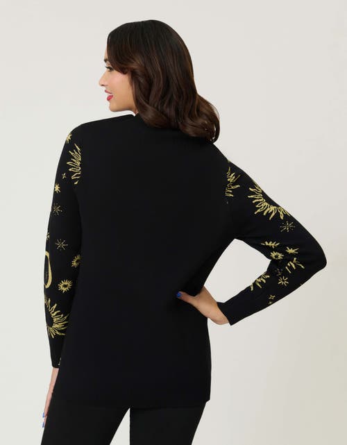 Unique Vintage Printed Knit Long Cardigan In Black