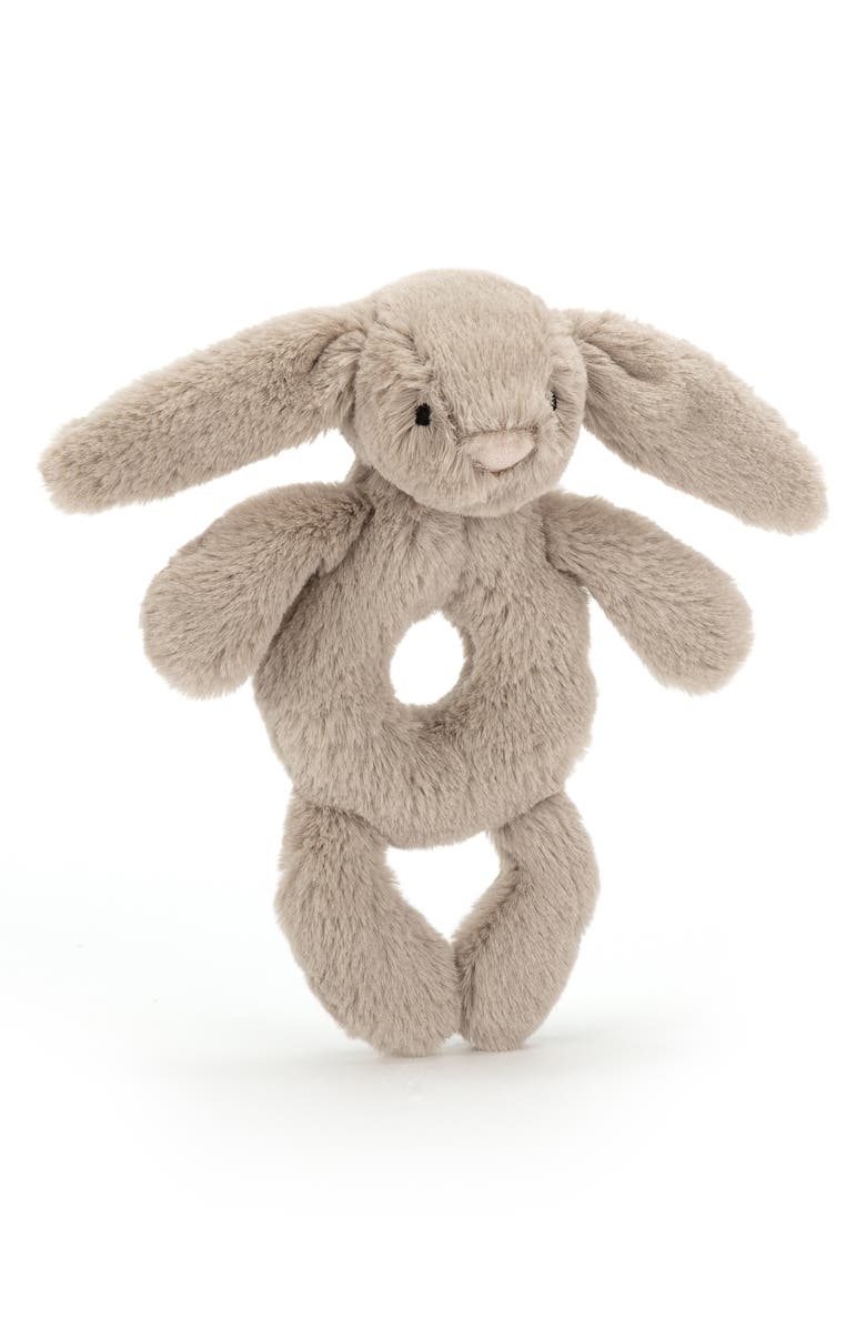 Jellycat Bashful Bunny Ring Rattle, Main, color, Brown