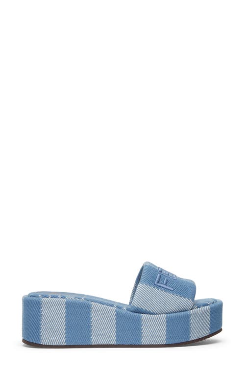 Shop Fendi Flatform Platform Slide Sandal In F1std Bianco Blu Ceruleo
