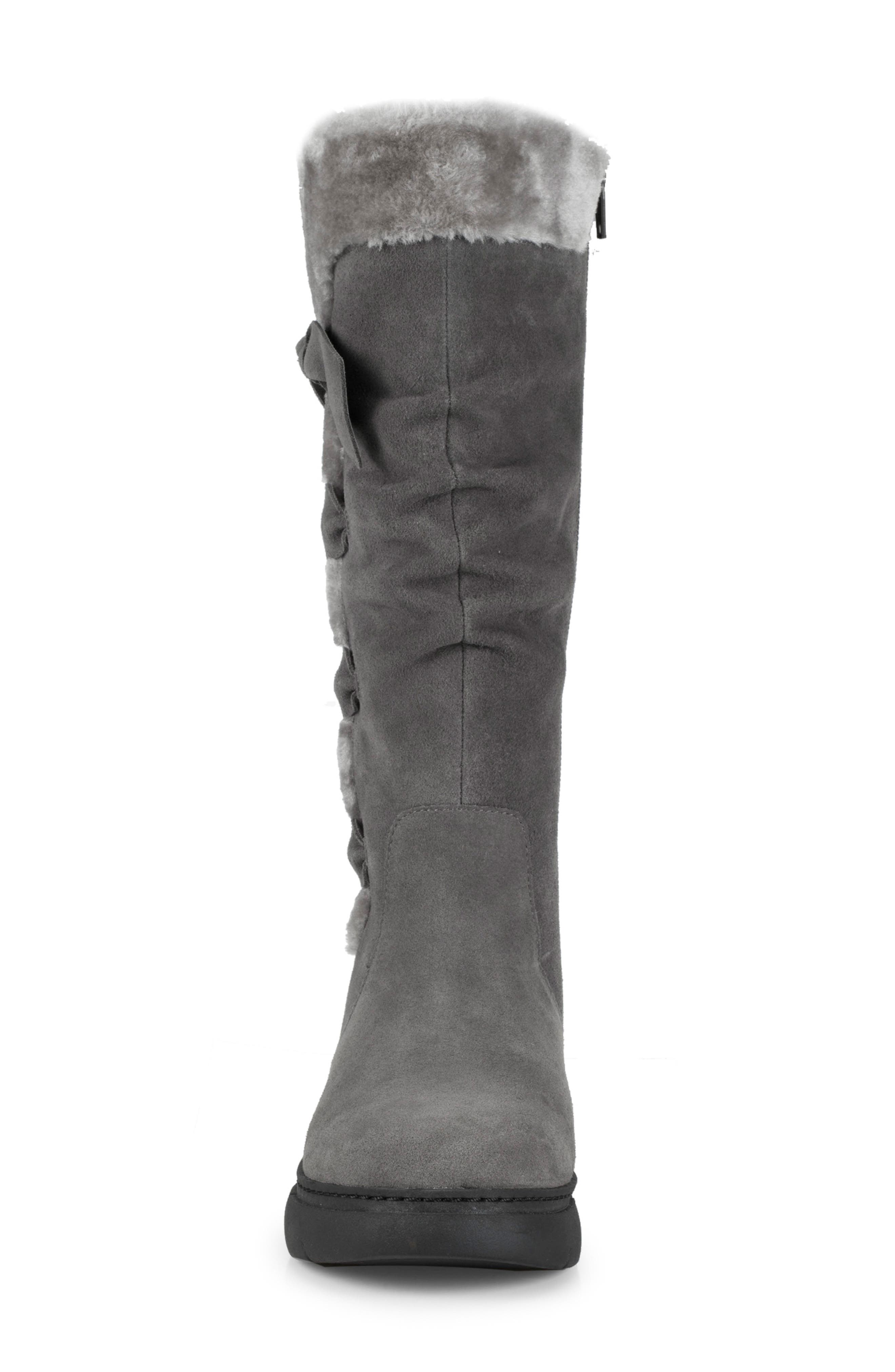 BARETRAPS Larenna Bow Tall Wedge Boot, Alternate, color, Dark Grey Suede