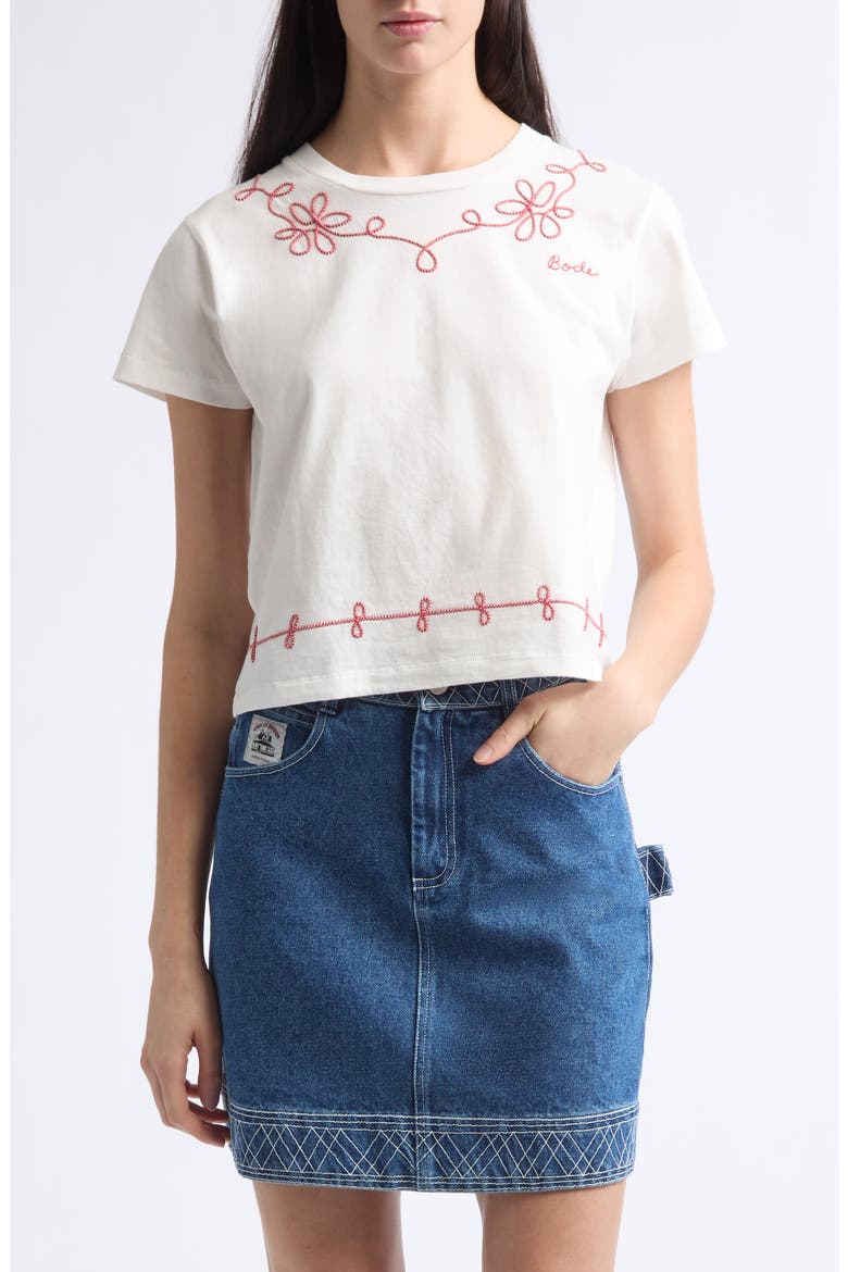 Lasso Embroidered Cotton T-Shirt, Main, color, CREAM
