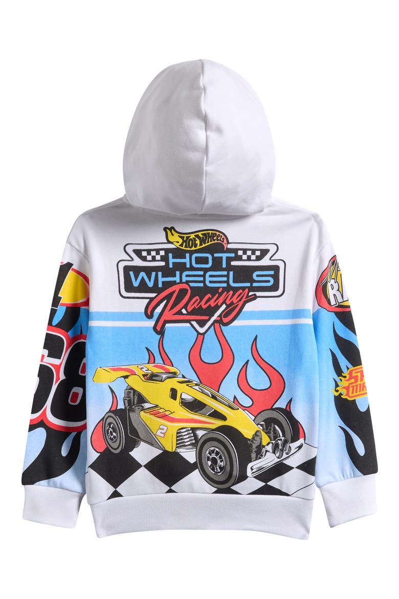 Kids' Hot Wheels® Fleece Graphic Hoodie, Alternate, color, WHITE