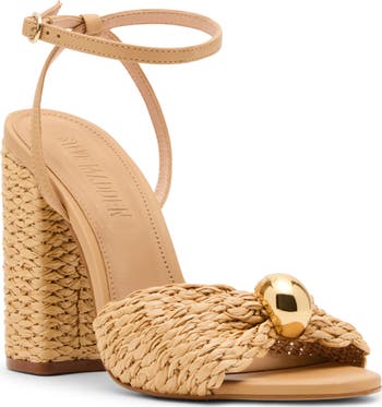 【STEVE MADDEN】Cheyla ゴールドサンダル CHEYLA Gold Raffia Women's Block Heels – Steve Madden