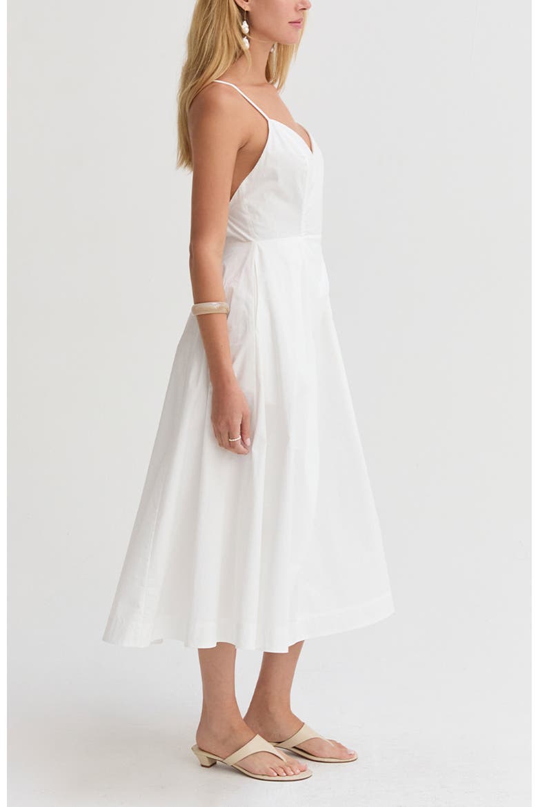 V-neck Poplin Midi Dress, Alternate, color, White
