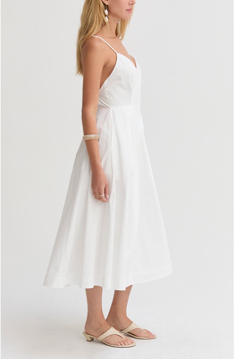 CRESCENT V-neck Poplin Midi Dress, Alternate, color, White