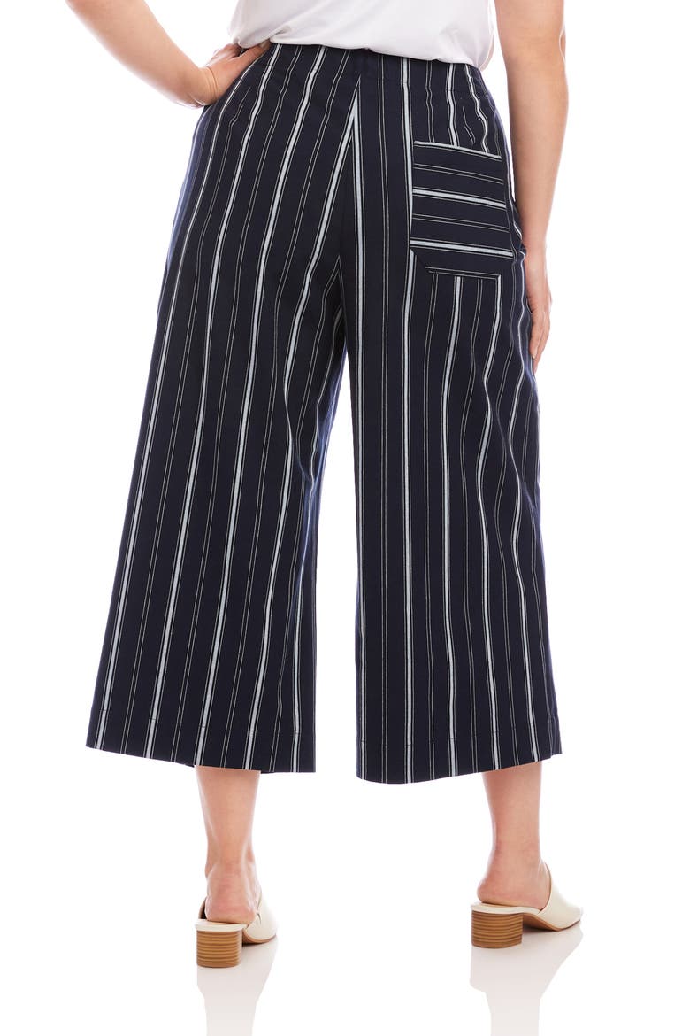 Stripe Wide Leg Crop Pants, Alternate, color, NAVY