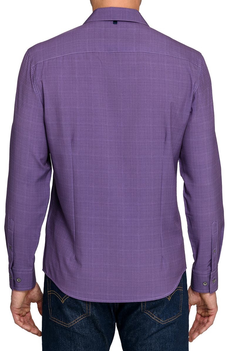 W.R.K Slim Fit Square Geo Print Performance Button-Up Shirt, Alternate, color, Purple