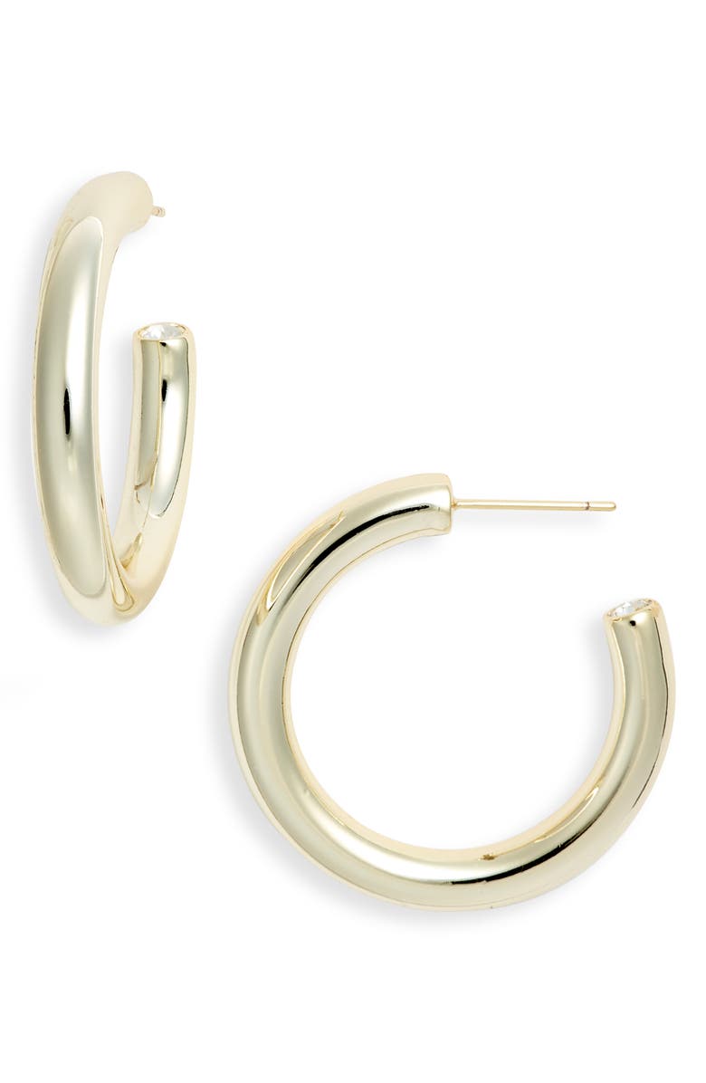Kendra Scott Colette Hoop Earrings, Alternate, color, Gold White Cz