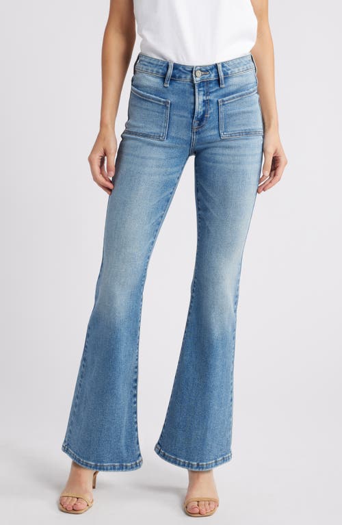 Hidden Jeans Patch Pocket Flare Jeans In Medium Wash