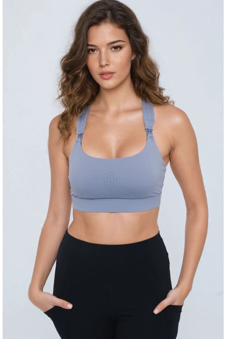 Chloe 4 Running Nursing and Pumping Sports Bra, Alternate, color, Solar Gray