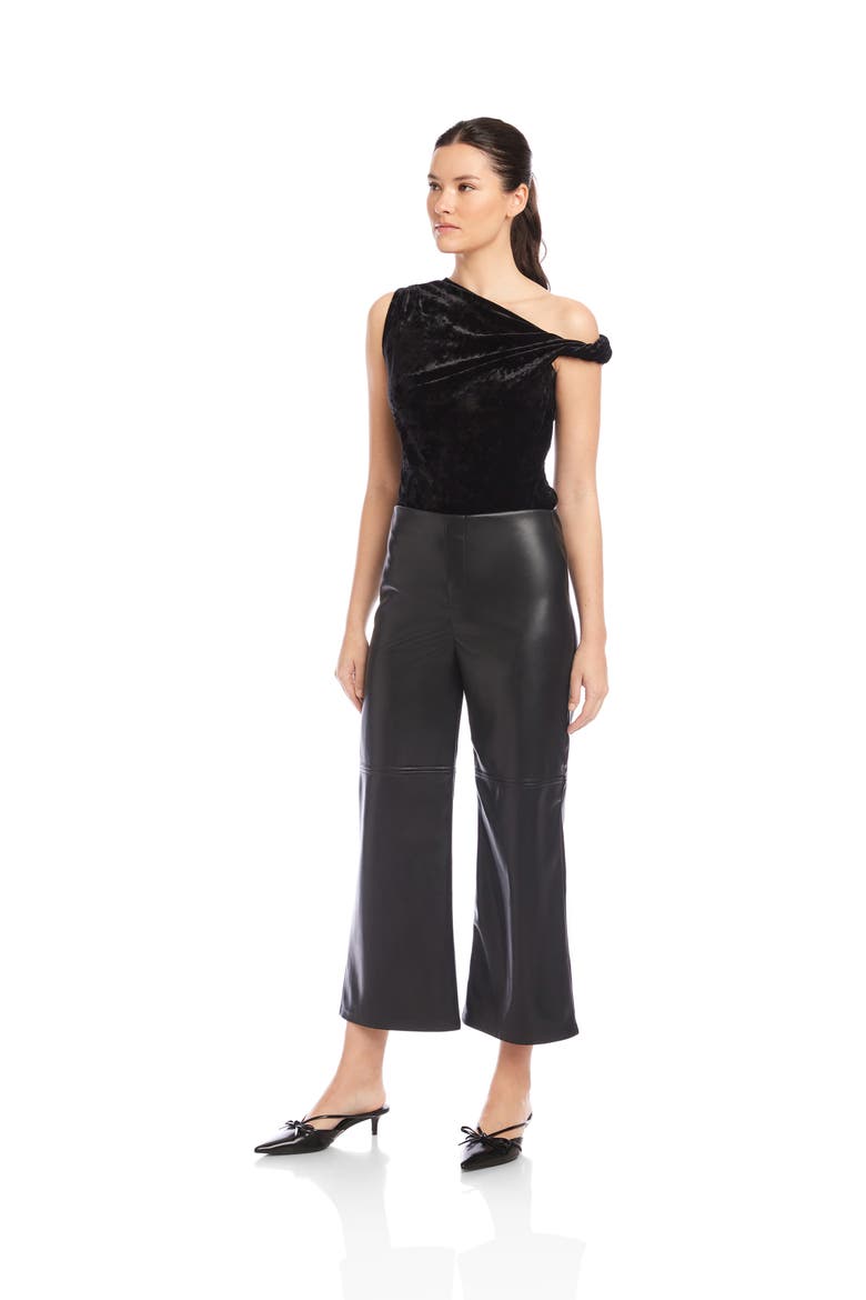Crop Faux Leather Pants, Alternate, color, BLACK
