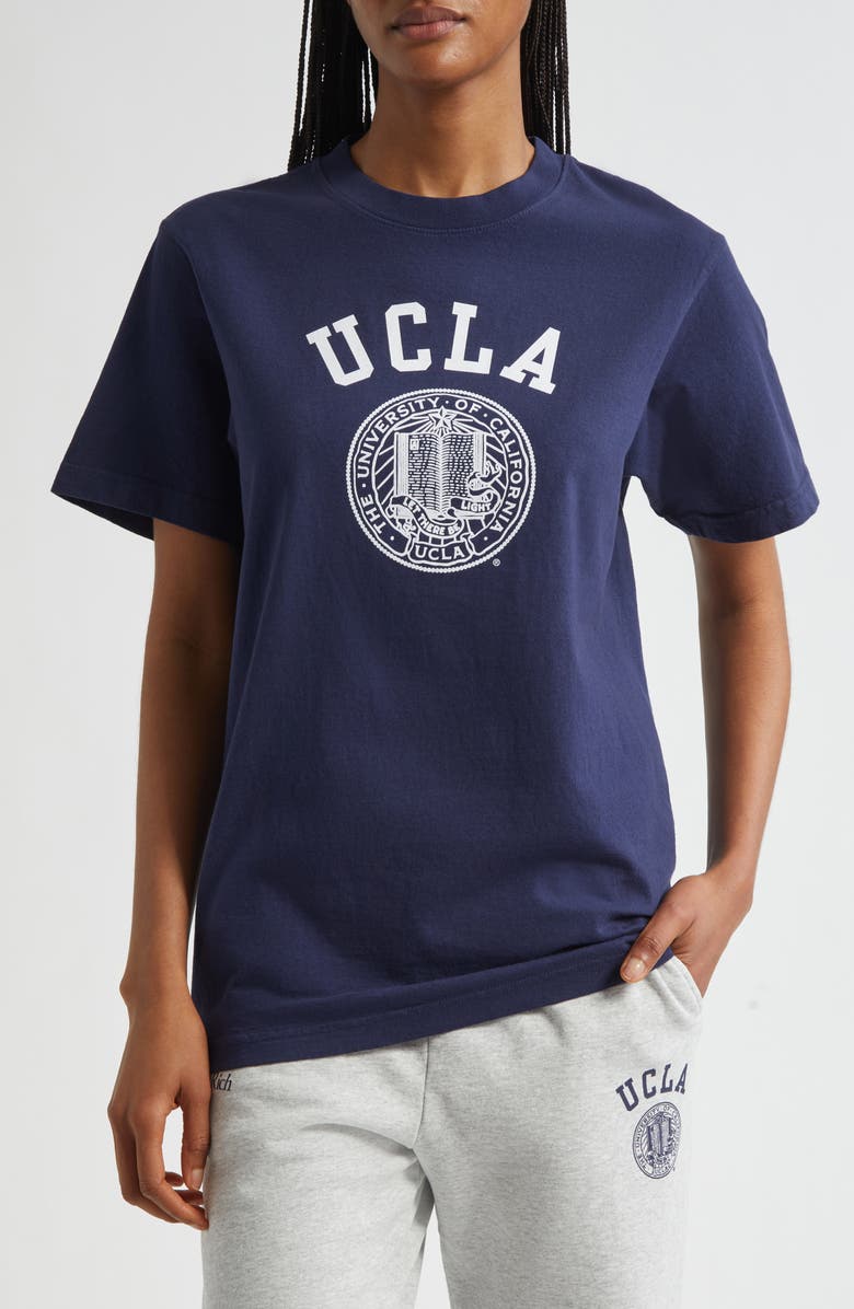Sporty & Rich UCLA Crest Graphic T-Shirt, Main, color, Dark Navy