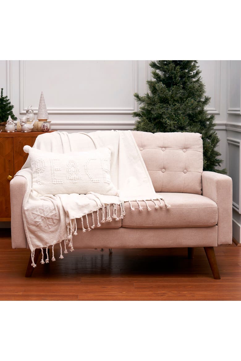 Tree, Star and Snow Throw Blanket, Alternate, color, White