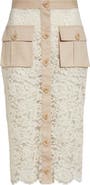 L'AGENCE Shae Mixed Media Cotton Blend Lace Skirt