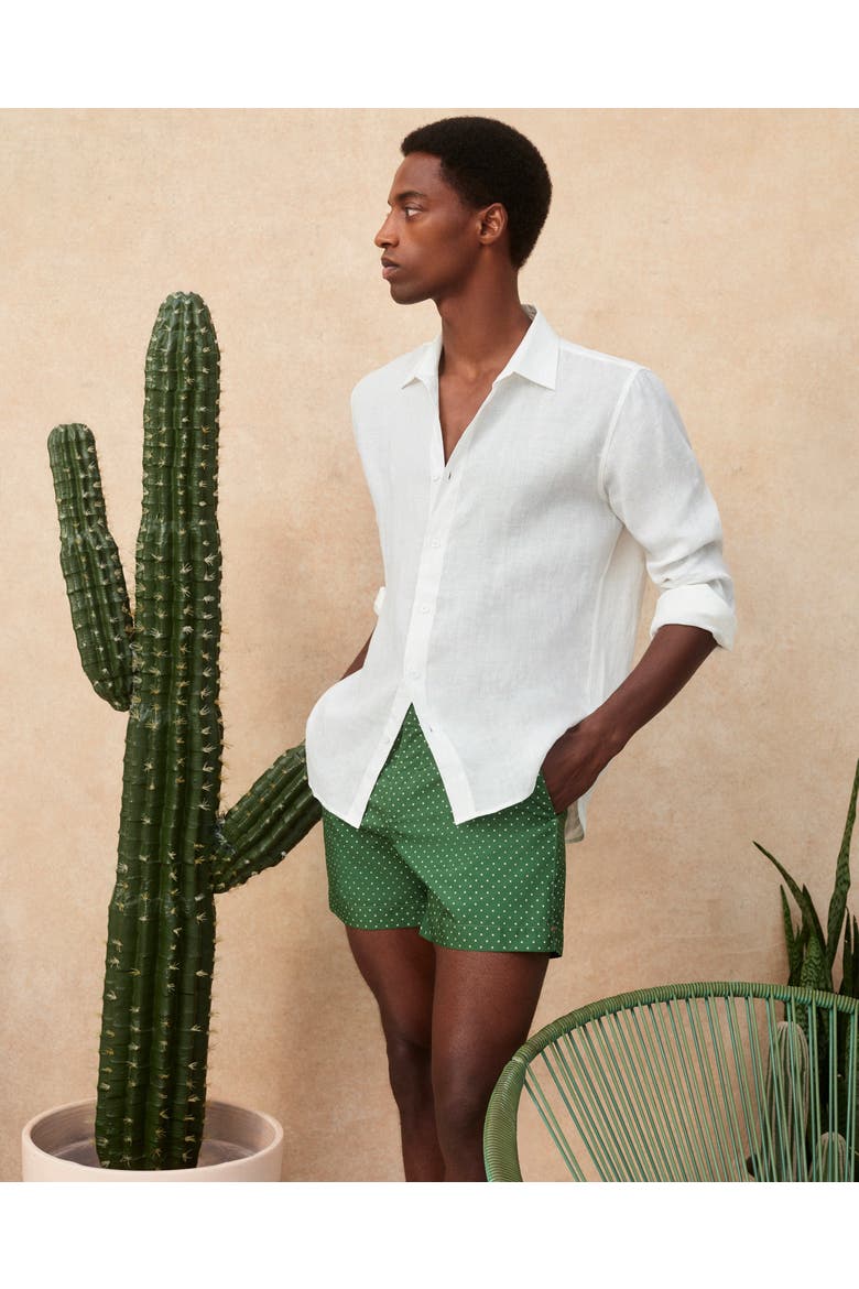 Setter Polka-Dot Tailored-Fit Swim Shorts, Alternate, color, Agave Green