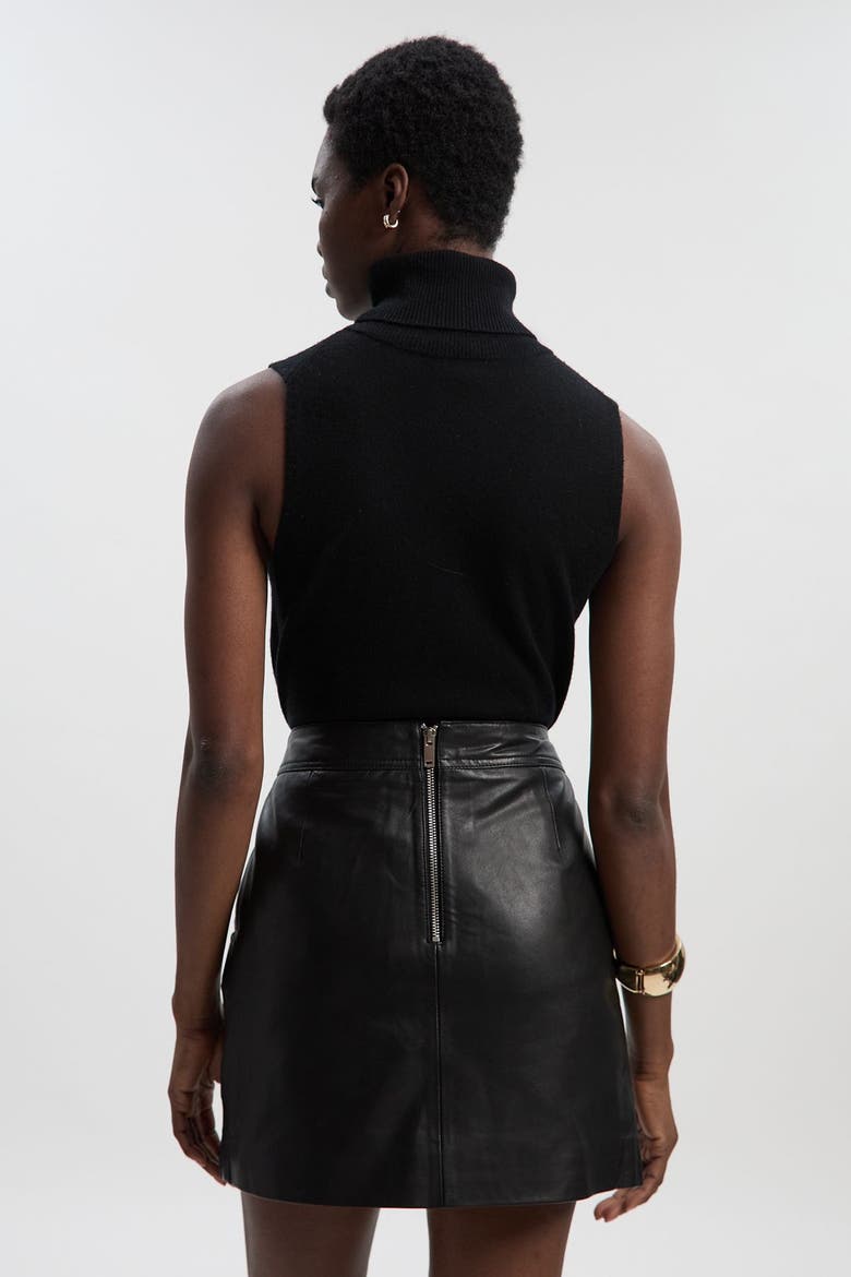 Leather Signature Mini Skirt, Alternate, color, Black