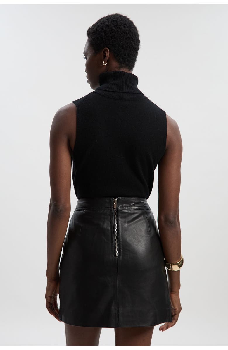 Karen Millen Leather Signature Mini Skirt, Alternate, color, Black