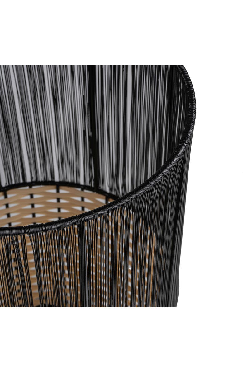 HAPPIMESS Harper Modern 2-Tone Faux Wicker Cylinder Waste Basket, Alternate, color, Black/Cream