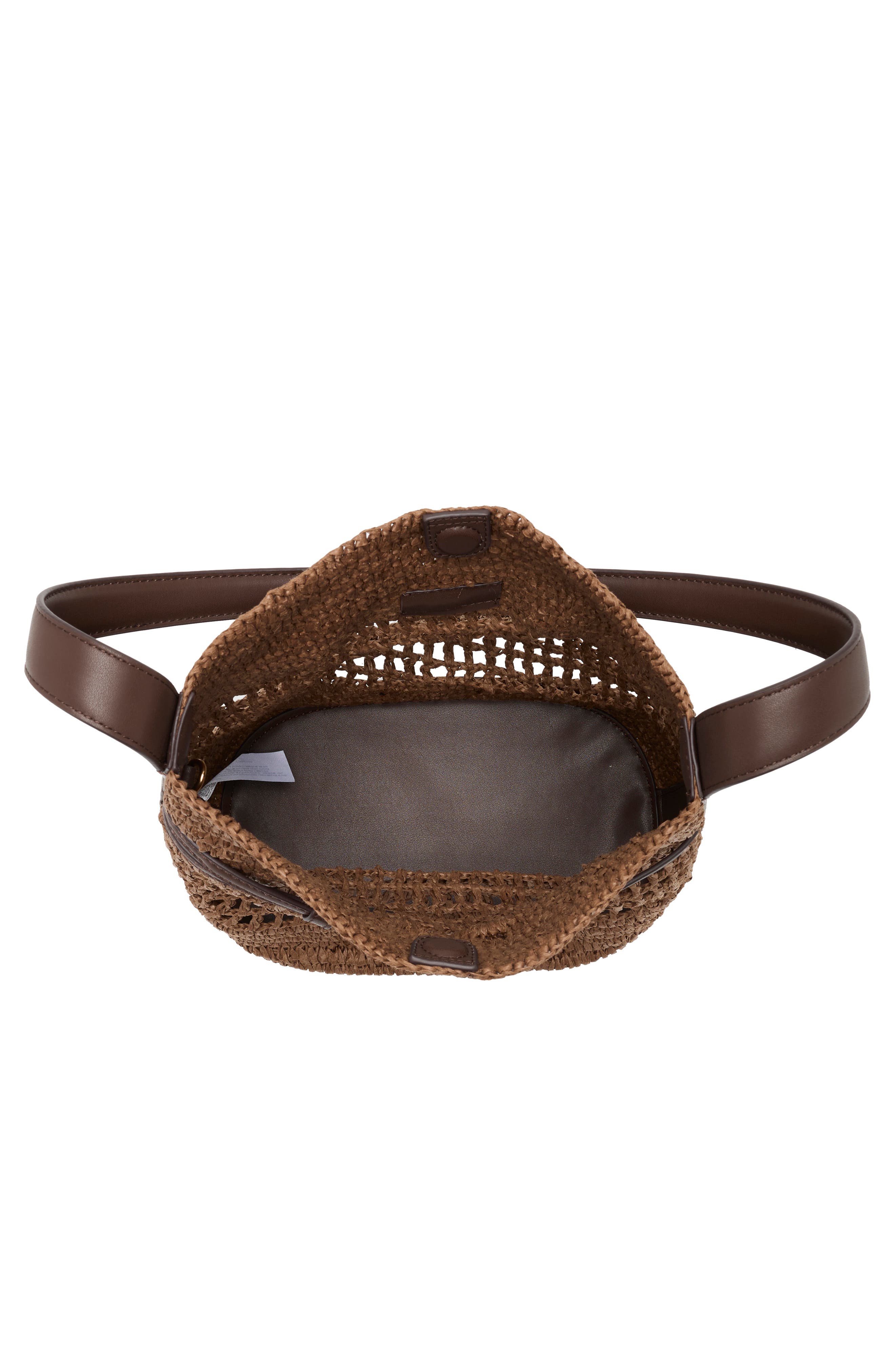 Sam Edelman Bexy Raffia Bucket Bag, Alternate, color, Brown