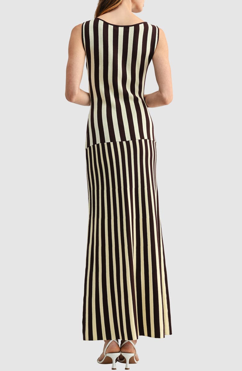 All in Favor Striped Sleeveless Knit Midi Dress, Alternate, color, Cream Black Stripe