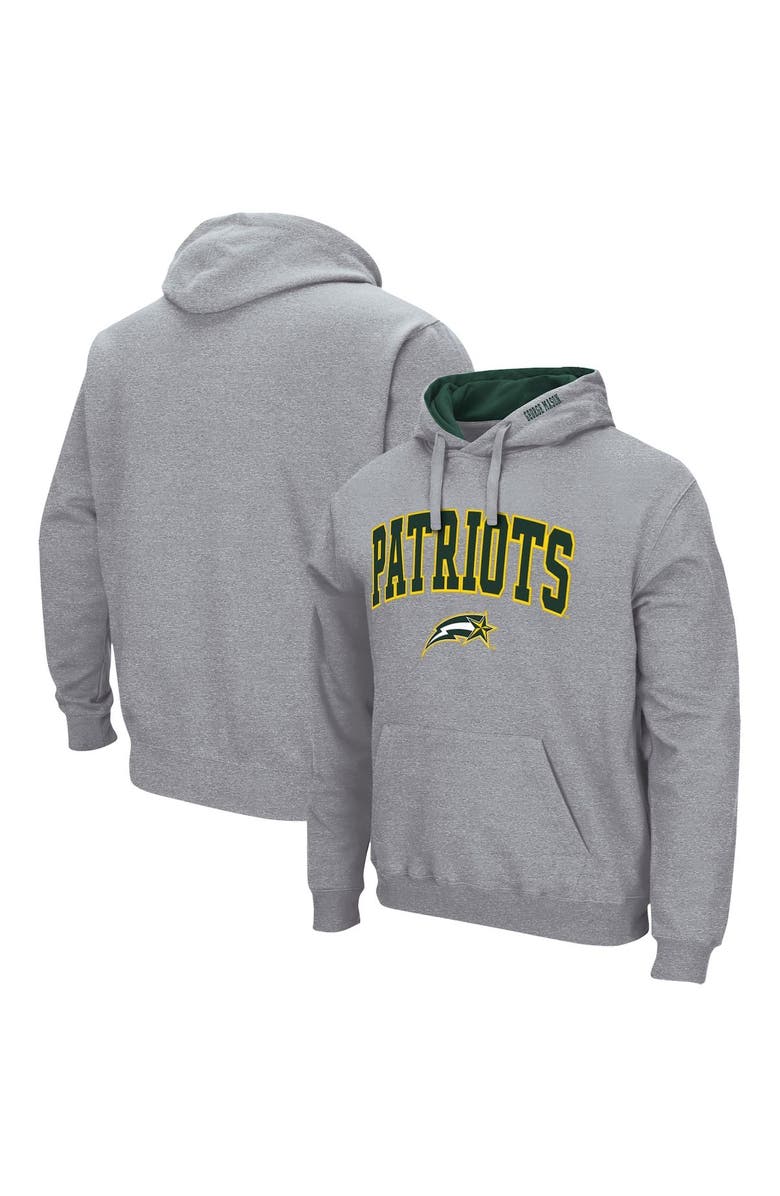 COLOSSEUM Men's Colosseum Heathered Gray George Mason Patriots Arch & Logo 3.0 Pullover Hoodie, Main, color, 