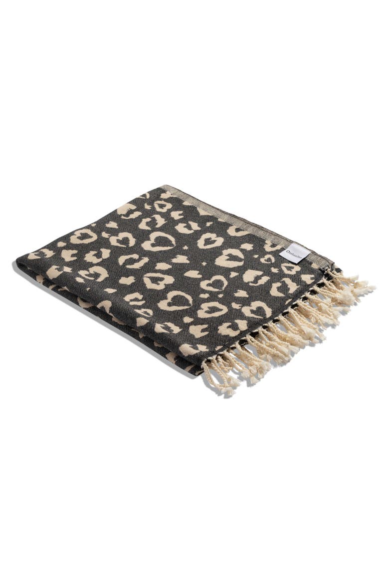 Leopard Heart Organic Turkish Towel, Alternate, color, Black